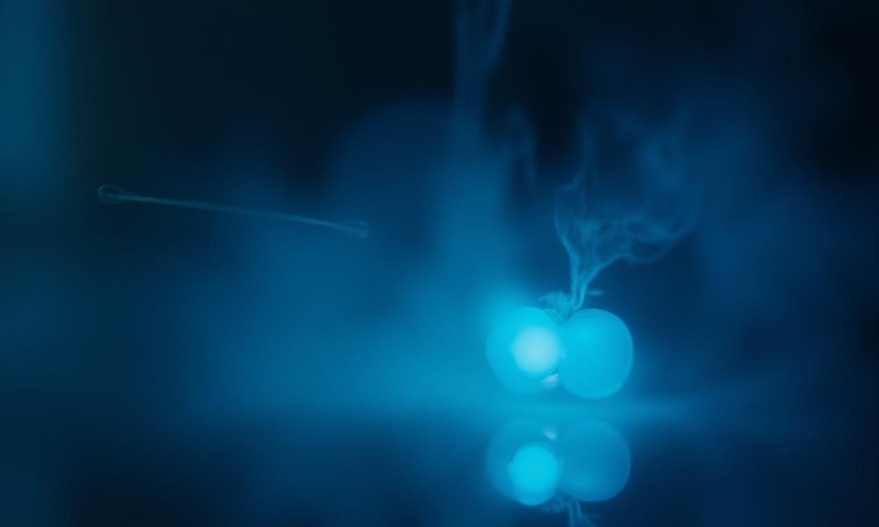 추상적인 빛 패턴과 정밀한 그루밍 도구들